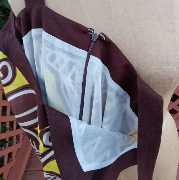 🌞🏝 New size 8 Summer Dress Bold Yellow and Brown Tropical print - Picture 11 of 11